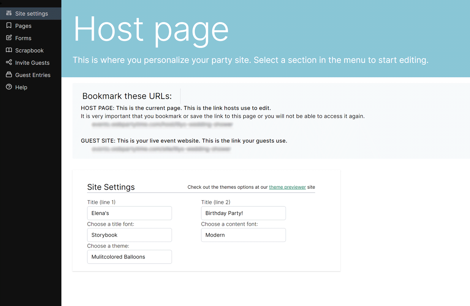 Host Page